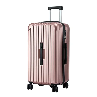 Wanderlite 28" Rose Gold Trunk Luggage with USB & Type-C Ports, 5 Wheels, TSA Lock, Durable ABS, 90L Capacity