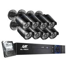 UL-TECH 1080P CCTV Security System: 8CH DVR, 8 Cameras, 4TB HDD, Infrared Night Vision, Motion Detection, Remote Access