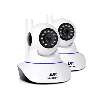 UL-TECH 1080P Wireless IP Security Camera with Night Vision, Motion Detection, and 128GB TF Card Support - White