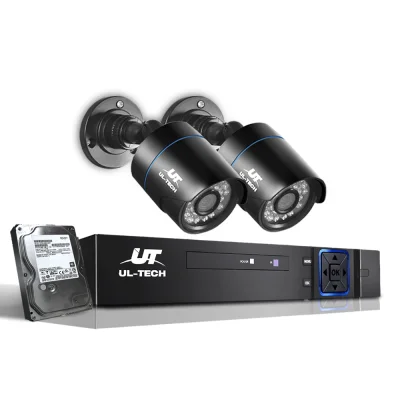 UL-TECH 4CH DVR CCTV Security System: 2 Cameras, 2TB HDD, 1080P HD, Night Vision, Motion Detection, Remote Access