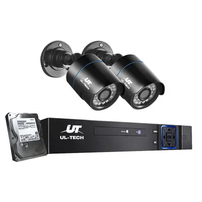 UL-TECH 1080P CCTV Security System: 4CH DVR, 2 Cameras, 1TB HDD, Infrared Night Vision, Motion Detection, Remote Access