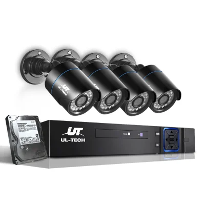 UL-TECH 1080P 4CH DVR CCTV Security System, 4 Cameras, 2TB HDD, Night Vision, Motion Detection, Remote Access