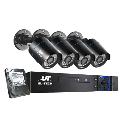 UL-TECH 1080P CCTV Security System: 4CH DVR, 4 Cameras, 1TB HDD, Motion Detection, Infrared Night Vision, Remote Access