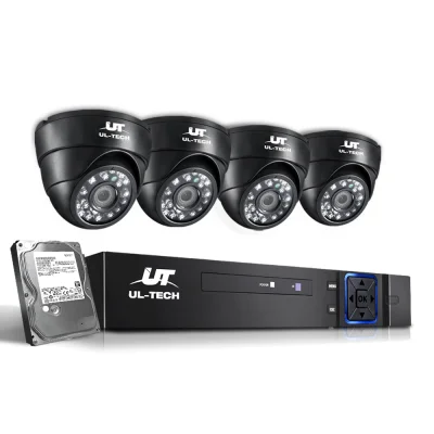 UL-TECH 1080P HD CCTV Security System - 4 Cameras, 4CH DVR, 2TB HDD, Motion Detection, Infrared Night Vision, App Access