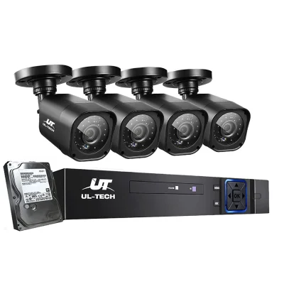 UL TECH 1080P HD CCTV Security System: 4CH DVR, 4 Cameras, 1TB HDD, Motion Detection, Night Vision, Remote Access
