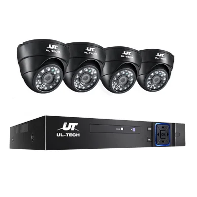 UL-TECH 1080P CCTV Security System 8CH DVR, 4 Cameras, Motion Detection, Infrared Night Vision, Remote Access