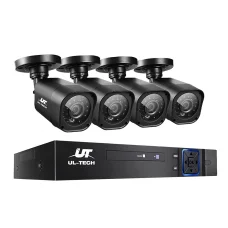 UL-TECH 8CH DVR CCTV Security System: 4x 1080p Cameras, Motion Detection, Night Vision, Remote Access, Weatherproof