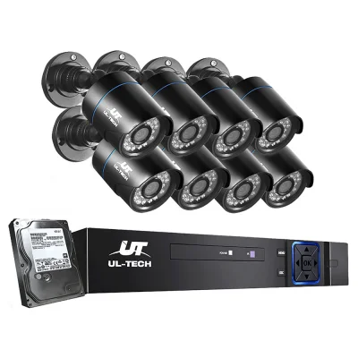 UL-TECH 1080P 8CH CCTV Security System with 8 Cameras, 1TB HDD, Motion Detection, Night Vision, Remote Access