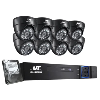 UL-TECH 8CH DVR Indoor CCTV Security System with 8 Cameras, 1TB HDD, 1080P HD, Infrared Night Vision, Motion Detection
