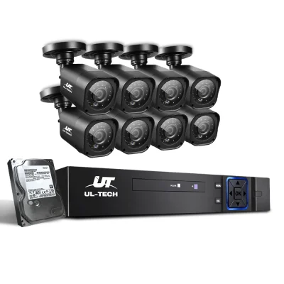 UL TECH 8CH DVR CCTV Security System: 8 Cameras, 2TB HDD, 1080P HD, Motion Detection, Night Vision, Remote Access