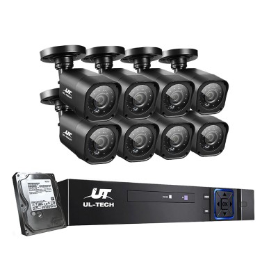 UL-Tech 8-Channel 1080P HD CCTV Security System with 8 Cameras, 1TB HDD, Motion Detection, Night Vision, Remote Access