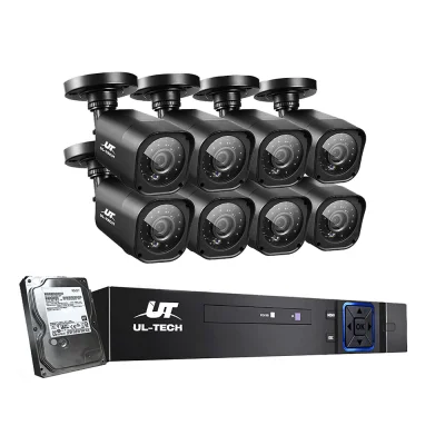 UL-TECH 8-Channel 1080P HD CCTV Security System with 8 Cameras, 1TB HDD, Motion Detection, Night Vision, Remote Access