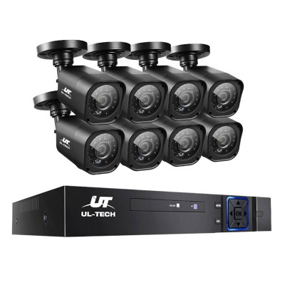 UL-Tech 1080P 8CH DVR Security System with 8 Cameras, Motion Detection, Night Vision, Wi-Fi, Remote Access