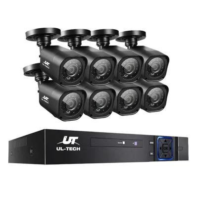 UL-TECH 1080P 8CH DVR CCTV System with 8 Cameras, Motion Detection, Infrared Night Vision, Remote Access, IP66 UL-TECH 1080P 8CH DVR CCTV System with 8 Cameras, Motion Detection, Infrared Night Vision, Remote Access, IP66