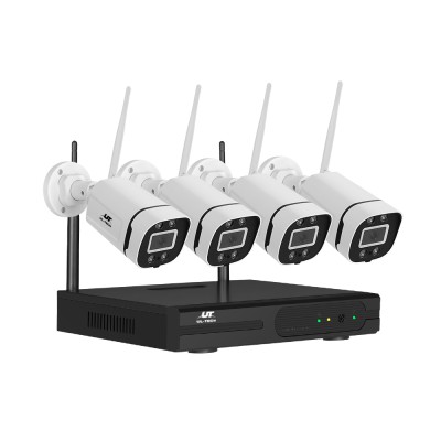 UL-Tech Wireless CCTV System: 8CH NVR, 3MP, 4 Cameras, IP65, Night Vision, Two-Way Audio, Smartphone Viewing, Easy Setup