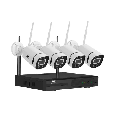 UL-TECH Wireless CCTV System: 8CH NVR, 3MP, 4 Cameras, IP65, Night Vision, Two-Way Audio, Smartphone Viewing, Easy Setup