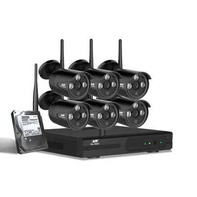 UL-TECH 8CH Wireless CCTV System, 6 3MP Cameras, 2TB HDD, Infrared Night Vision, Motion Detection, Remote Access