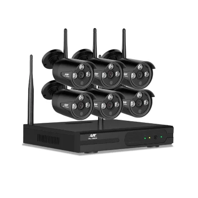 UL-TECH Wireless CCTV Security System: 8CH NVR, 6 Bullet Cameras, 3MP HD, H.264+, Remote Access, 1-Year Warranty