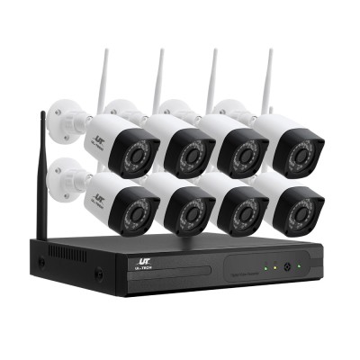 UL-TECH 3MP Wireless CCTV System: 8CH NVR, 8 Cameras, 3.6mm Lens, IP66, Night Vision, Motion Alerts, Smartphone Access UL-TECH 3MP Wireless CCTV System: 8CH NVR, 8 Cameras, 3.6mm Lens, IP66, Night Vision, Motion Alerts, Smartphone Access