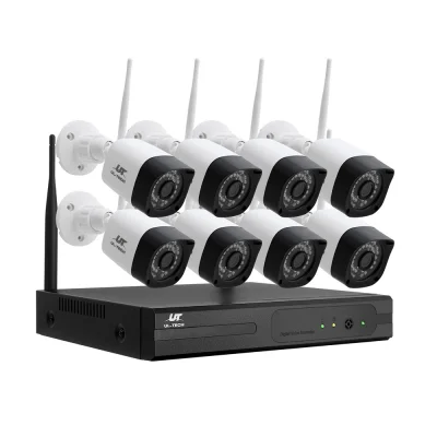 UL-TECH 3MP Wireless CCTV System: 8CH NVR, 8 Cameras, 3.6mm Lens, IP66, Night Vision, Motion Alerts, Smartphone Access
