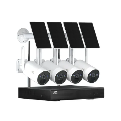 UL-TECH 4MP Wireless Solar CCTV Security Cameras, 8CH NVR, IP65 Waterproof, 2-Way Audio, Smartphone Access