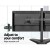 Artiss Dual Monitor Arm Stand, Heavy-Duty Steel, Fits Up to 32", Black, Adjustable Height, 360° Swivel, No Drilling