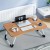 Artiss Foldable Laptop Desk Table 60x40cm Oak MDF, Portable Adjustable Lap Tray with Cup Holder and Device Slot
