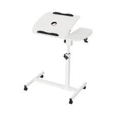 Artiss 360° Rotating Laptop Desk with USB Cooler, Adjustable Height & Tilt, Steel Frame, 60cm, White, Mobile Stand