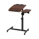 Artiss Walnut Laptop Desk with 360° Rotation, Adjustable Height & Lockable Wheels - 60cm MDF Mobile Table Stand