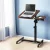 Artiss Walnut Laptop Desk with 360° Rotation, Adjustable Height & Lockable Wheels - 60cm MDF Mobile Table Stand