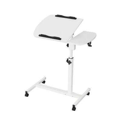 Artiss 60CM White Laptop Desk Table with Fan Cooling | 360° Rotating Stand, Adjustable Height & Tilt | Mobile Workspace