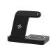 Devanti 4-in-1 Wireless Charger Station, Fast Charging, Foldable, Black, Qi-Certified for Phone, iWatch, Airpods