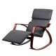 Artiss Bentwood Rocking Armchair with Adjustable Footrest, Charcoal Birch Plywood Frame, 122x59x100cm, 4cm Cushion