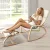 Artiss Bentwood Rocking Armchair Set with Footstool - 100% Cotton Beige Fabric, Durable Birch, High-Density Foam
