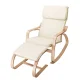 Artiss Bentwood Rocking Armchair Set with Footstool - 100% Cotton Beige Fabric, Durable Birch, High-Density Foam