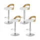 Artiss Bar Stools, PU Leather, Adjustable, White, 42.5x46x75.5-95.5cm, Elegant Wood Grain, Contemporary Design
