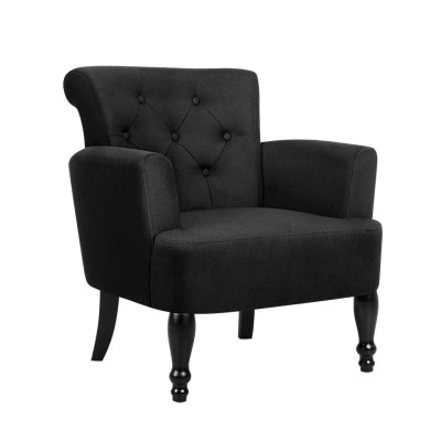Artiss Wingback Armchair, 100% Polyester, 75x70x79cm, Charcoal Black, Elegant Button Design, French Provincial Style Artiss Wingback Armchair, 100% Polyester, 75x70x79cm, Charcoal Black, Elegant Button Design, French Provincial Style