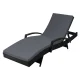 Gardeon Sun Lounge Wicker Patio Chair - Adjustable Aluminium Frame, 4 Positions, Black with Grey Cushion, 190cm