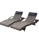 Gardeon 2x Adjustable Wicker Sun Lounge Chairs - Grey & Beige, UV-Resistant, Aluminium Frame, 13cm Cushions, 190cm