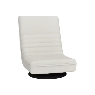 Artiss Floor Lounge Sofa - White Foldable Swivel Chair, Faux Linen, 360° Rotatable, High Resilience Cushion, 45x55x57cm