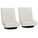Artiss 2-Pack Swivel Foldable Floor Chairs, White Faux Linen, 360° Rotating, High Resilience Cushion, Steel Frame