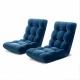Artiss 2PCS Adjustable Floor Lounge Sofa Bed - Navy Flannel, 14 Positions, High Resilience Foam, Sturdy Steel Frame