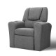 Keezi Kids Recliner Chair - Grey Linen Fabric, 65x42x61cm, Plush 9cm Foam, Built-in Cup Holder, Sturdy Metal Frame