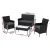 Gardeon 4 Seater Outdoor Sofa Set - Black Rattan, Steel Frame, Tempered Glass Table, Cushions, Storage Cover Included
