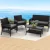 Gardeon 4PCS Black Wicker Outdoor Sofa Set with Harp Design, Cushions & Table - UV-Resistant, Indoor/Outdoor Use