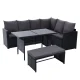 Gardeon 8-Seater Outdoor Sofa Dining Set – Black Wicker, Steel Frame, UV & Weather Resistant, Cushioned Comfort