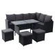 Gardeon 9-Seater Outdoor Sofa Dining Set, Black PE Wicker, Steel Frame, UV & Weather Resistant, Cushions, Glass Table