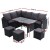 Gardeon 9-Seater Outdoor Sofa Dining Set, Black PE Wicker, Steel Frame, UV & Weather Resistant, Cushions, Glass Table