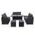 Gardeon 9-Seater Outdoor Sofa Dining Set, Black PE Wicker, Steel Frame, UV & Weather Resistant, Cushions, Glass Table