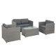Gardeon 4-Piece Outdoor Sofa Set - Grey Wicker Lounge with Cushions, UV-Resistant, Steel Frame, Tempered Glass Table